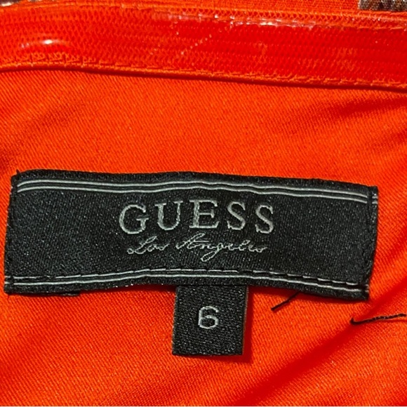 Guess Orange and Yellow Patterned Mini Dress Size 6 - Picture 5 of 9